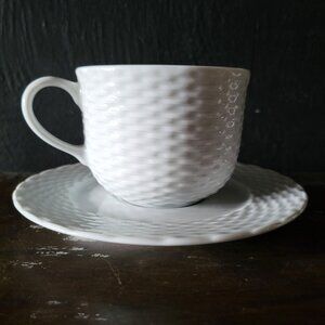 Williams Sonoma Pillivuyt Basketweave Porcelain Cup and Saucer Set